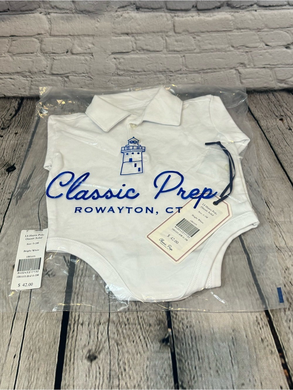 Classic Prep Baby Size White Polo Bodysuit